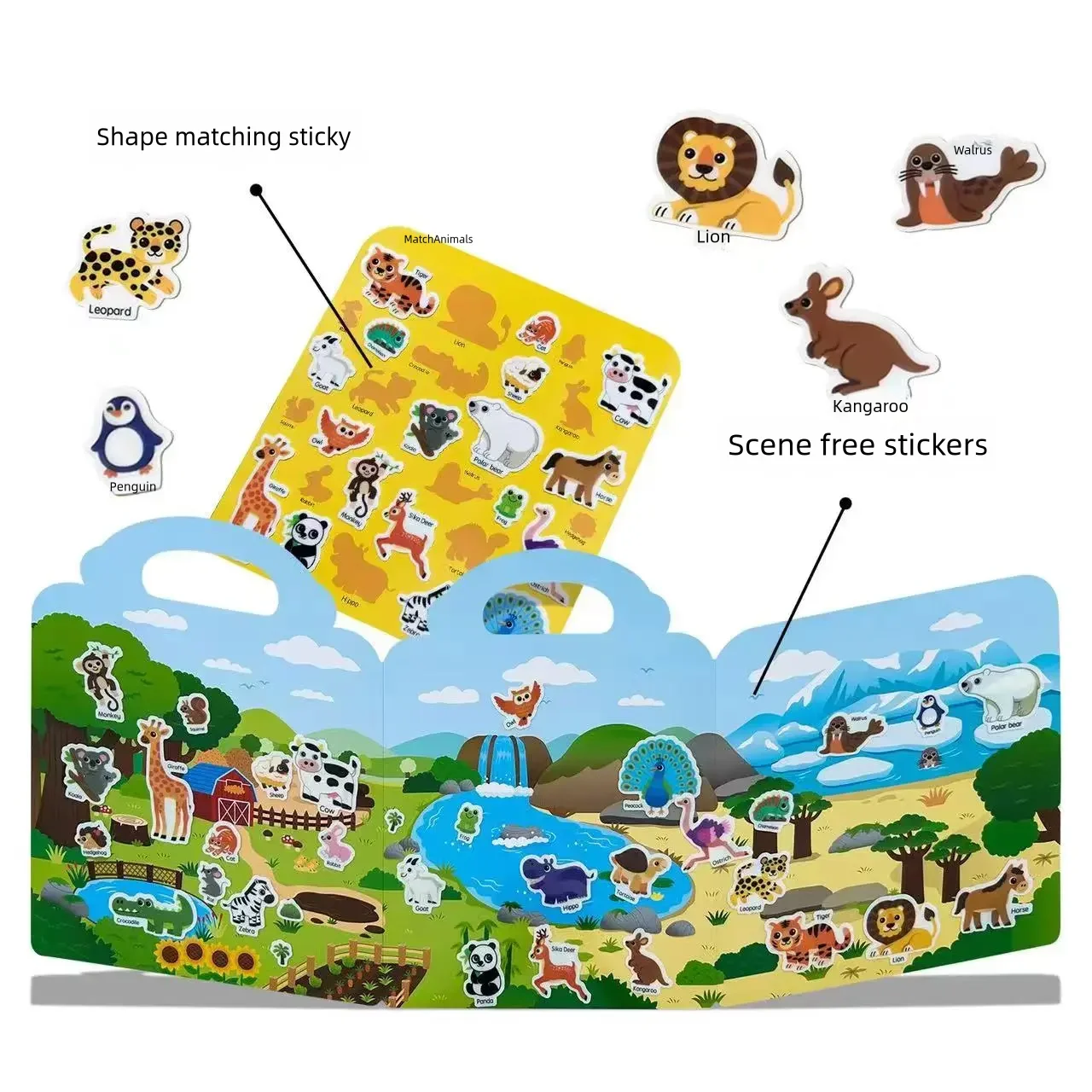 Reusable Sticker Book Early Education Scene DIY Puzzle Game Focus Cultivation Enlightenment Classic Toys for Child Age 2-4 Gifts