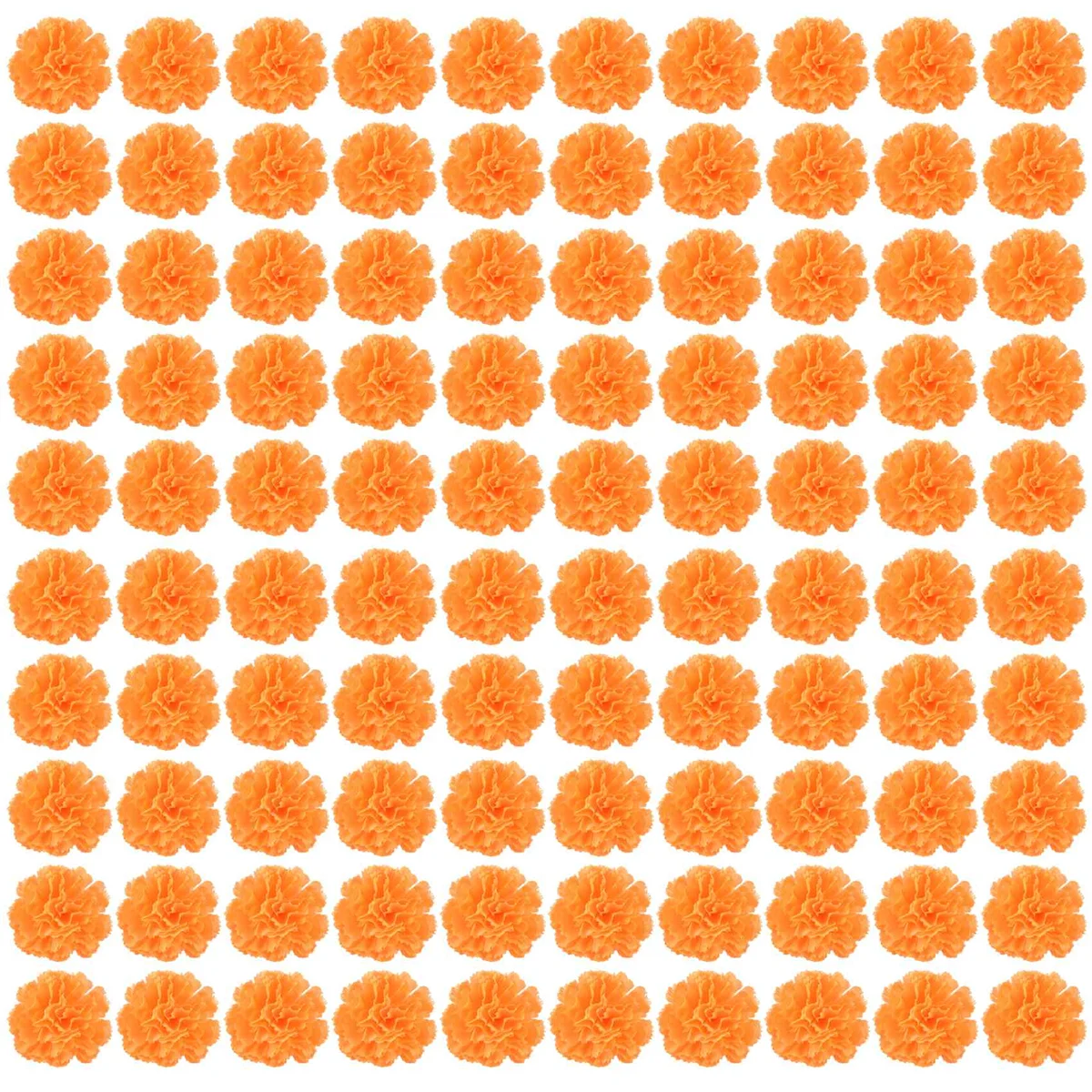 ABGQQ Marigold Flower Heads Bulk, 100Pcs Artificial Flowers Heads for Garlands Crafts, Silk Marigold Fake Flowers, Orange
