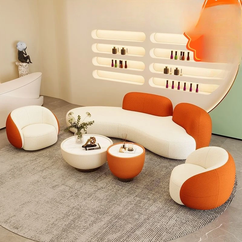 

Internet celebrity curved sofa bedroom living room small apartment courtyard sofa office rest area reception area