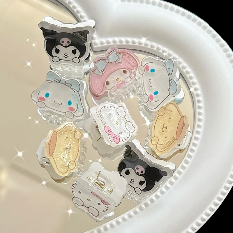 1pc Kinder Weihnachten Geburtstags geschenk Hallo Kitty Sanrio Haar Krallen für Frauen Kuromi Melodie Grab Clip Mädchen Cinna moroll Acryl Hai Clip