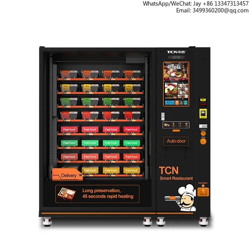 2026TCN Ready To Eat 24 Hours Self Service Hot Meal Lunch Box Vending Machine Hot Food Vending Machines 22" Touchscreen