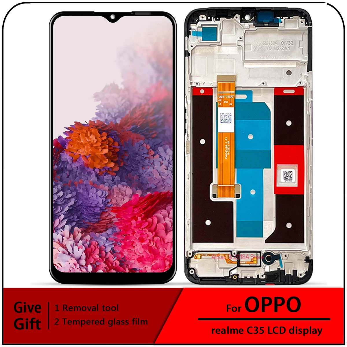 

6.6" Original For OPPO Realme C35 LCD RMX3511 LCD Display Screen Touch Panel Digitizer For Realme C35 LCD Frame Display