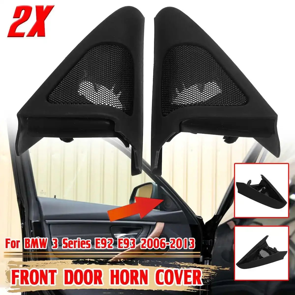 High Quality Car Tweeter Covers For BMW 3 Series E92 E93 2006-2013 Car Front Door Speakers Audio Trumpet Cover Trim With Foam