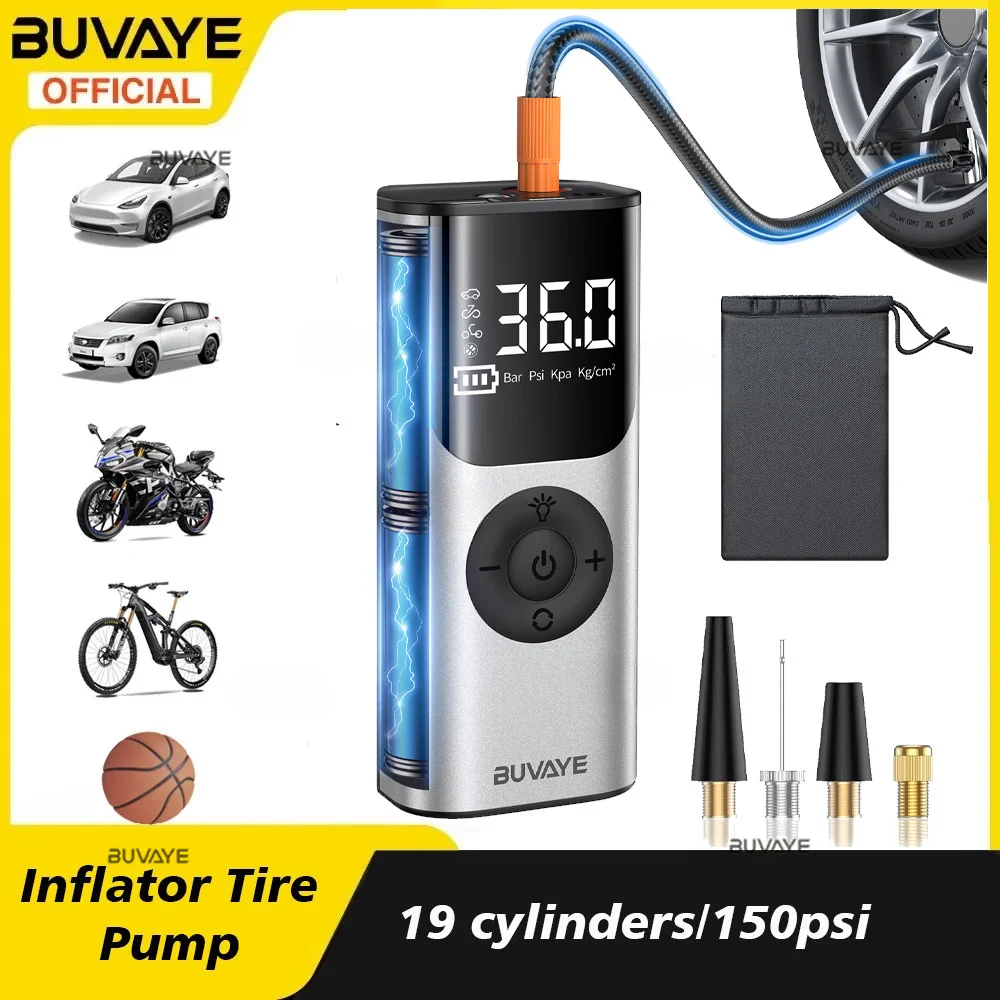 

BUVAYE Car Inflator Tire Pump Portable Car Air Compressor for Motorcycles Bicycle Boat Tyre Inflator Digital Auto Inflatable