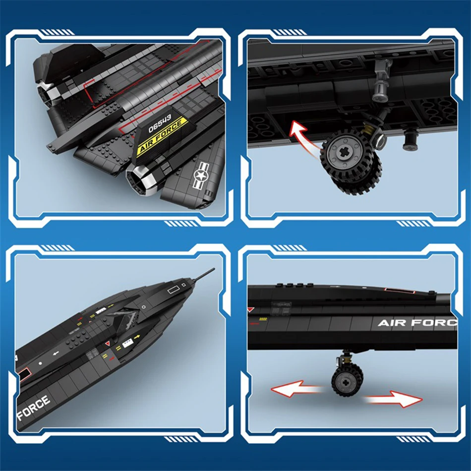 MOC SR-71 Blackbird Reconnaissance Aerei Building Blocks US Air Force Aereo Da Caccia Assemblaggio Mattoni Giocattolo Per Bambini Regalo per I Ragazzi