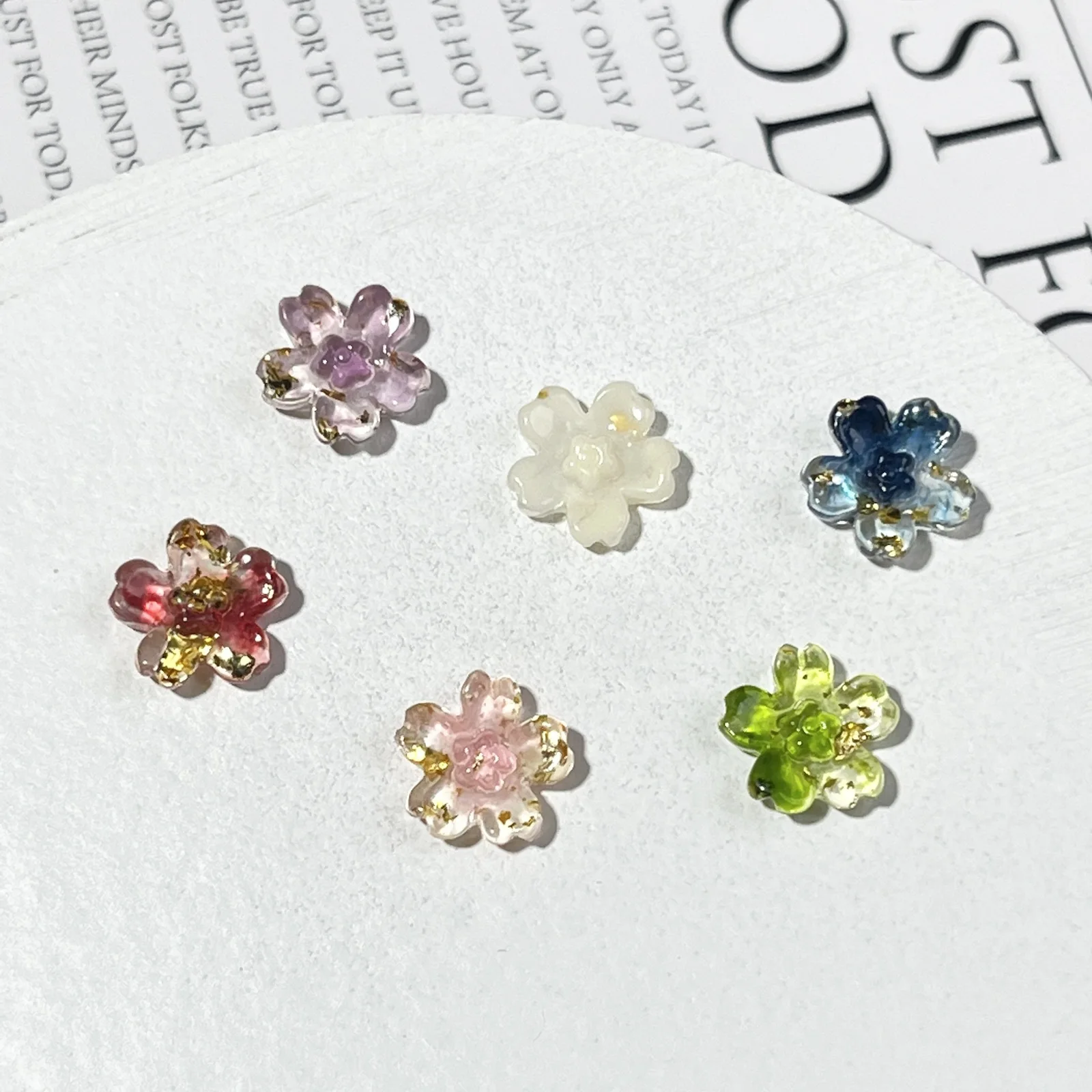 20pcs miniso luminous flower cartoon nail charms for diy nail making cute mini resin flatback nail art decoreation