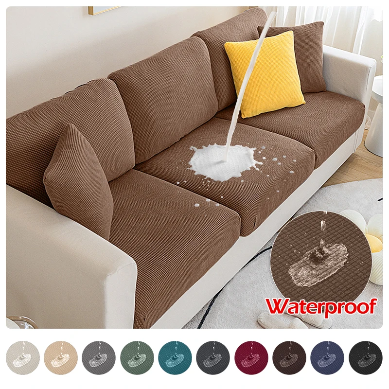 Waterproof Polar Fleece Sofa Seat Cushion Cover Elastic Sofa Covers For Living Room Pet Kids Mat Chair Cover Furniture Protector