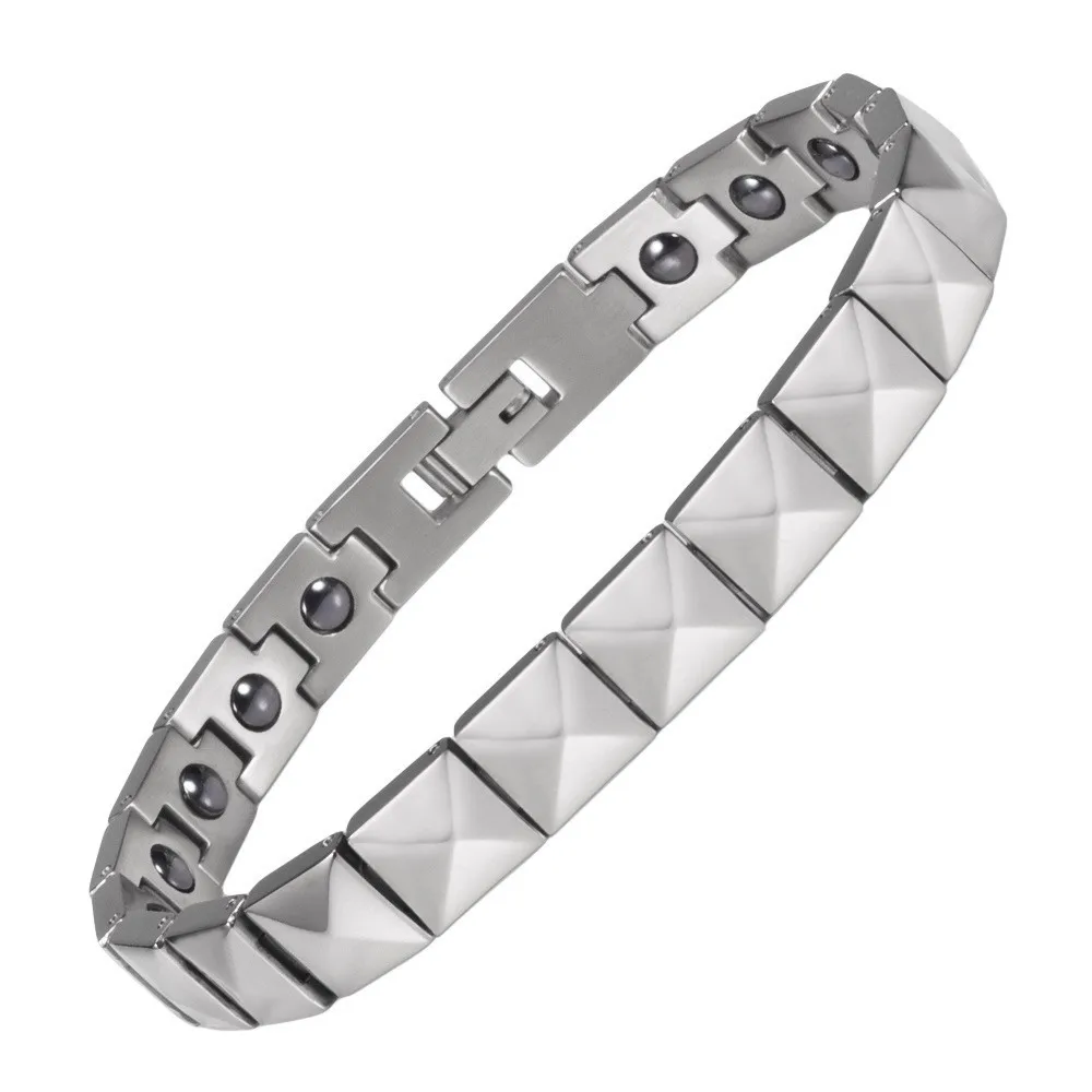 Fashionable Pure Titanium Bracelet Inlaid with Black Germanium Beads Minimalist Jewelry Bracelets 21.5cm