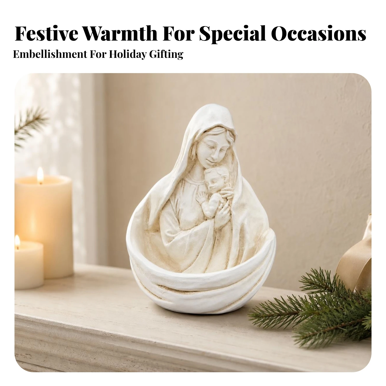 Mother and Child Figurine Carved Look Mother Child Statue Motherhood Sculpture Robed Standing Display Figurine Gift Choice