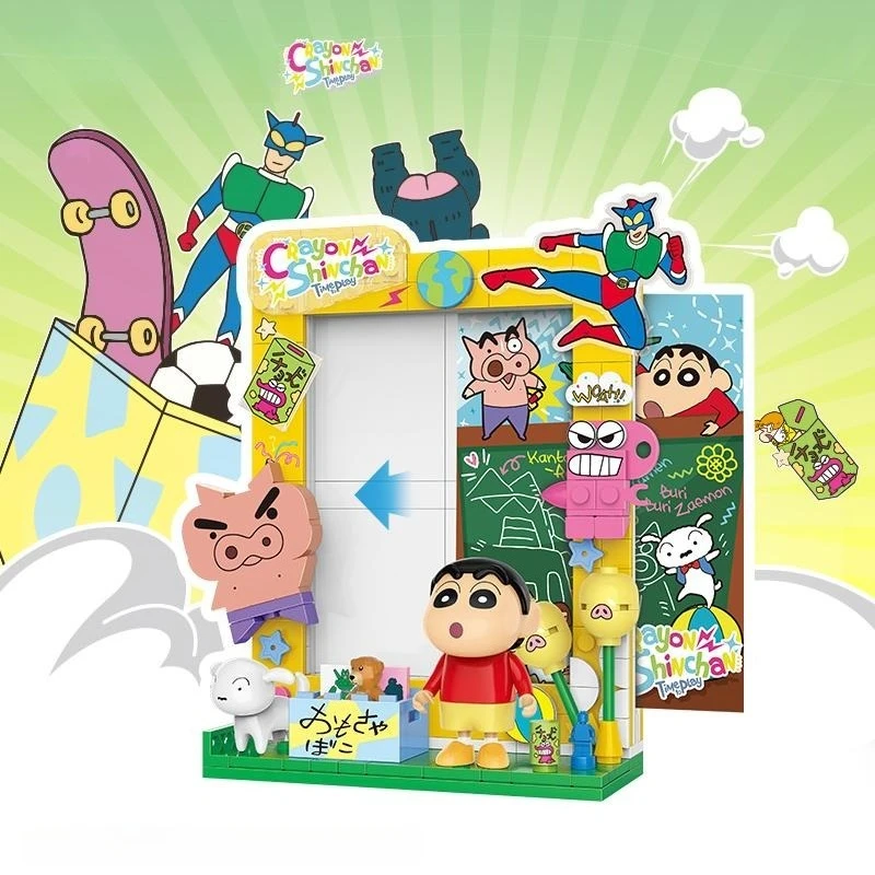Crayon Shin-Chan Building Block Magnetic Refrigerator Sticker Frame Refrigerator Sticker Room Decor Home Accessories DIY Gift
