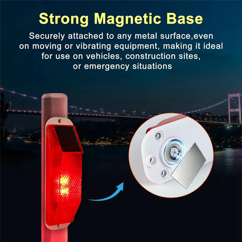 Spie solari CEA, base magnetica per lampada stroboscopica solare luminosa, faro LED impermeabile, luce di sicurezza per esterni, confezione da 4