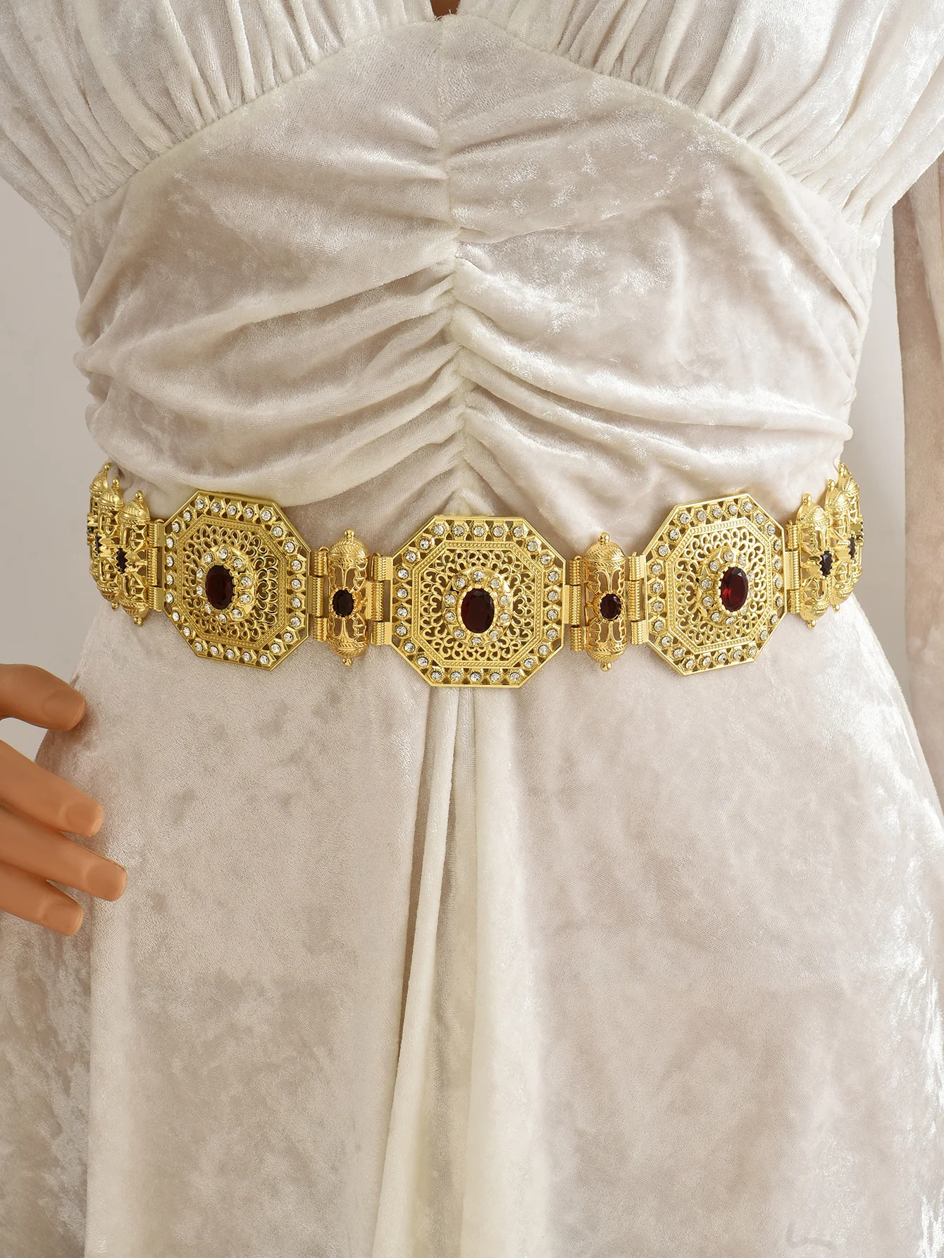 

Арабский винтажный этнический свадебный пояс, ажурный резной восьмиугольный пояс из сплава, регулируемый, в королевском стиле, роскошный женский аксессуар