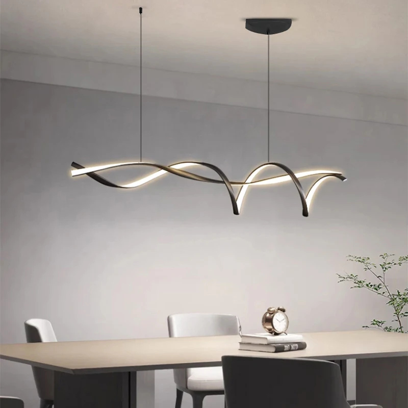 Creative Matte Black Modern Led Chandeliers For Dining Room Kitchen Island Bar Room Indoor Hanging Pendant Chandelier Fixtures