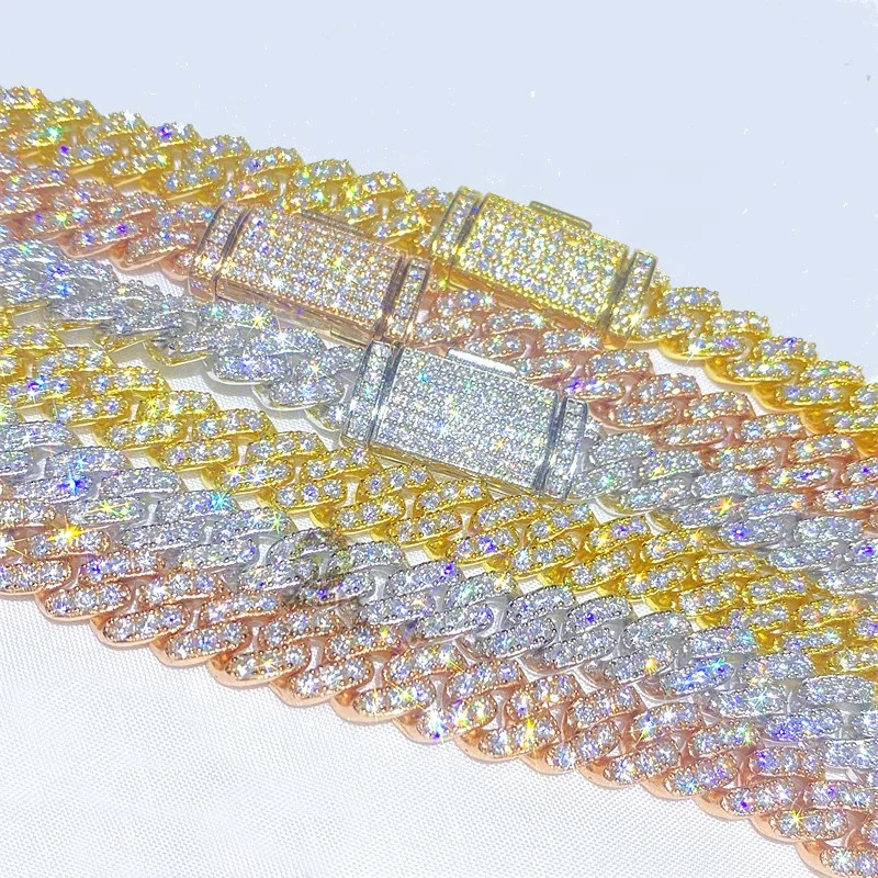 Sell Hot Vvs Moissanite Iced Out Bling Hip Hop 8mm Real Gold 10k Cuban Link Chain..