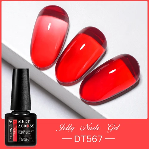 Imagen 2 del producto MEET ACROSS-esmalte de Gel para decoración de uñas, gelatina roja escarlata, semipermanente, transparente, translúcido, suministros de uñas, barnices de Gel para manicura, 7ml