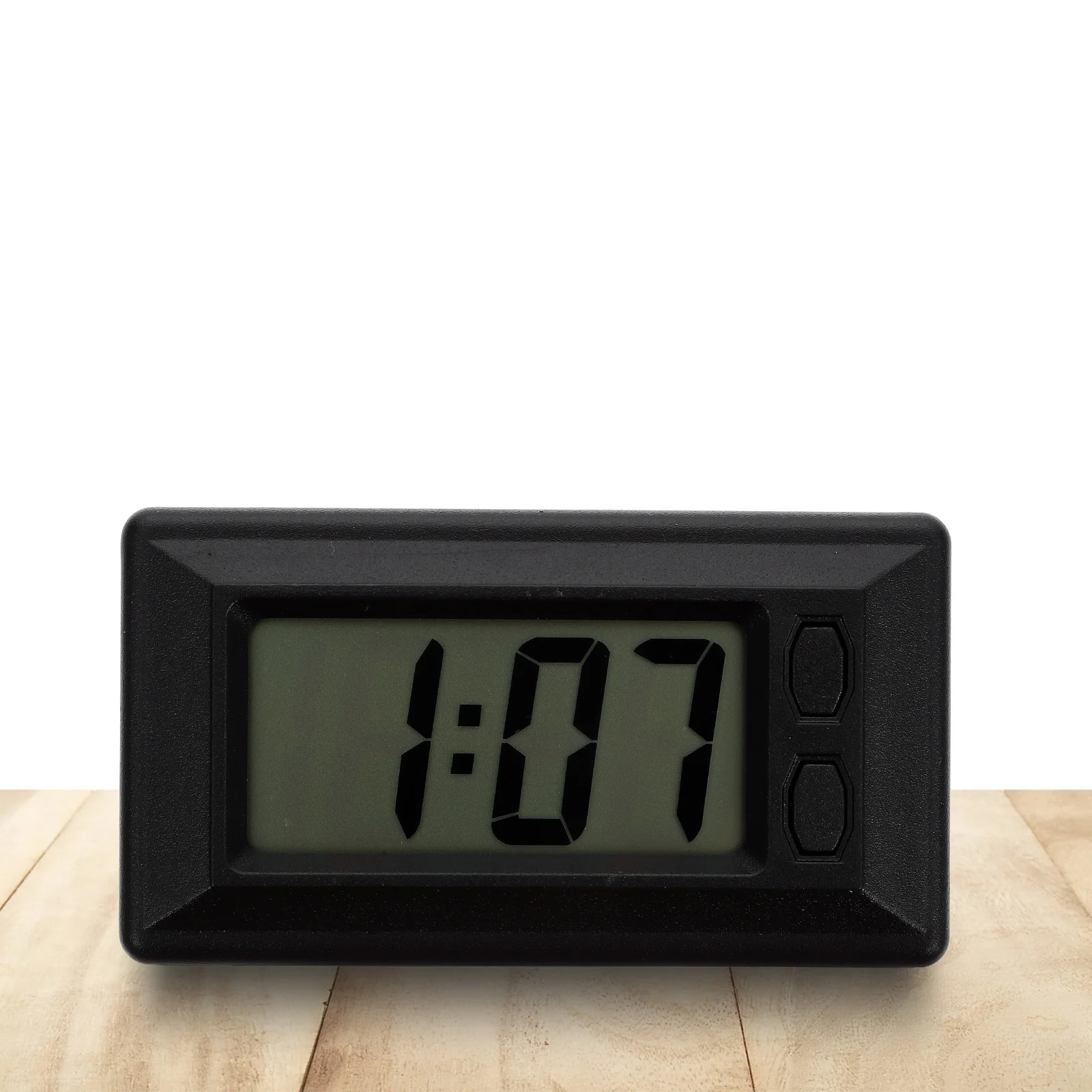 ساعة إلكترونية صغيرة للسيارة مع تصميم مدمج للتقويم لمكتب لوحة القيادة والمكتب المنزلي وشاشة رفيعة للغاية