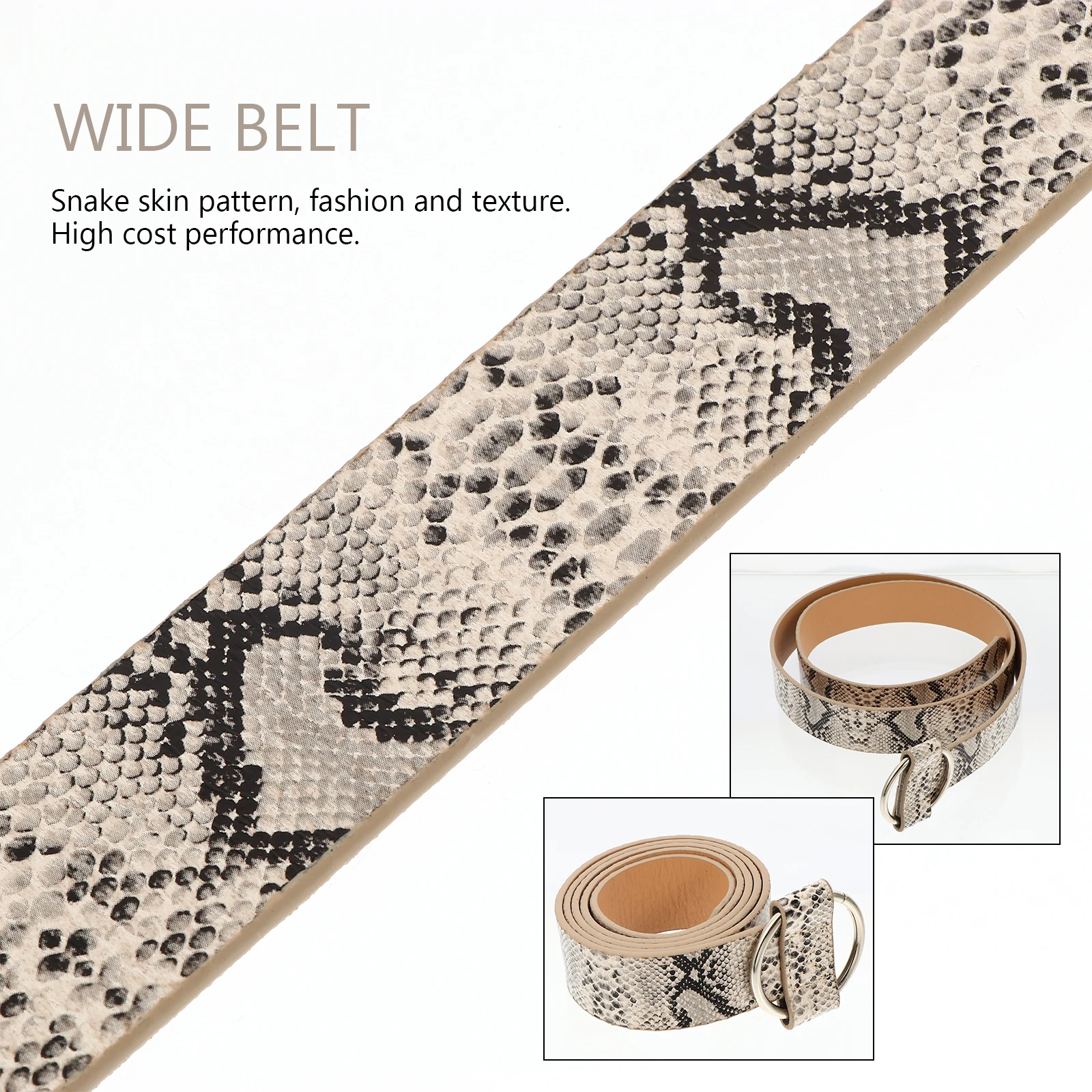 

1pc Snake Print Belt Women Imitation Round Buckle Casual Waist Belt Fashion Body Shape Decoration Party