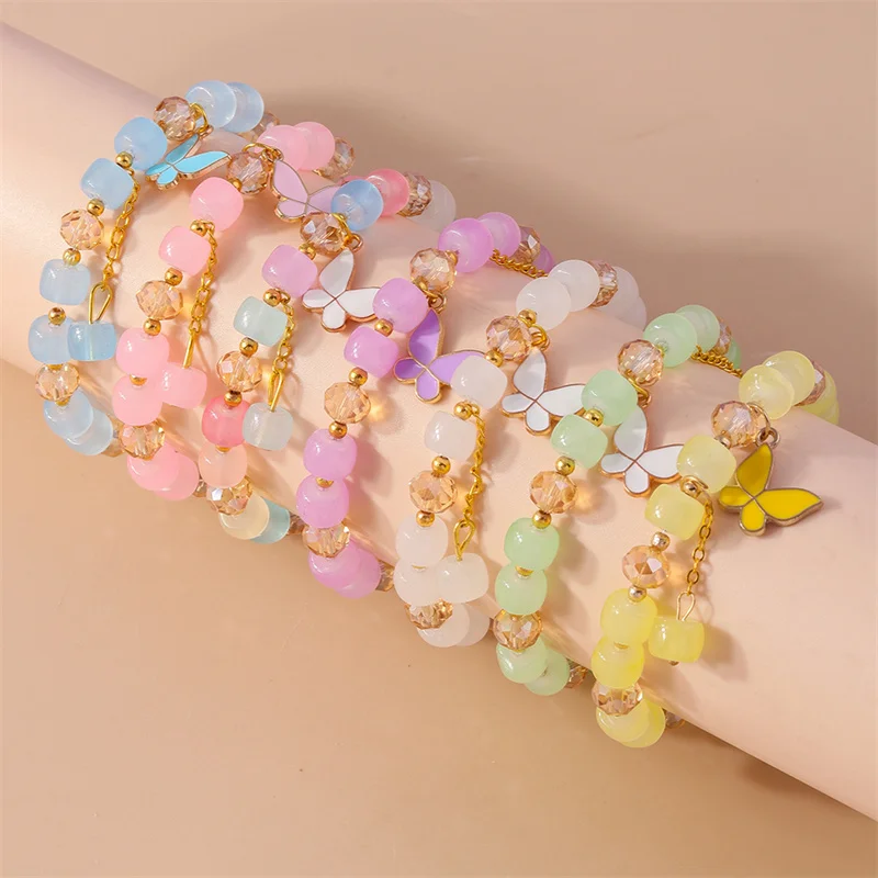 

Aihua New Korean Colorful Crystal Beads Butterfly Bracelets for Women Girls Vacation Jewelry Birthday Gifts Wholesale