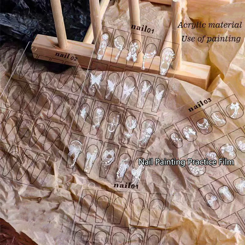 

Reusable Nail Art Painting Practice Paper Nail Art Practice Training Mat Manicure Flower Line Drawing Exercise Tool