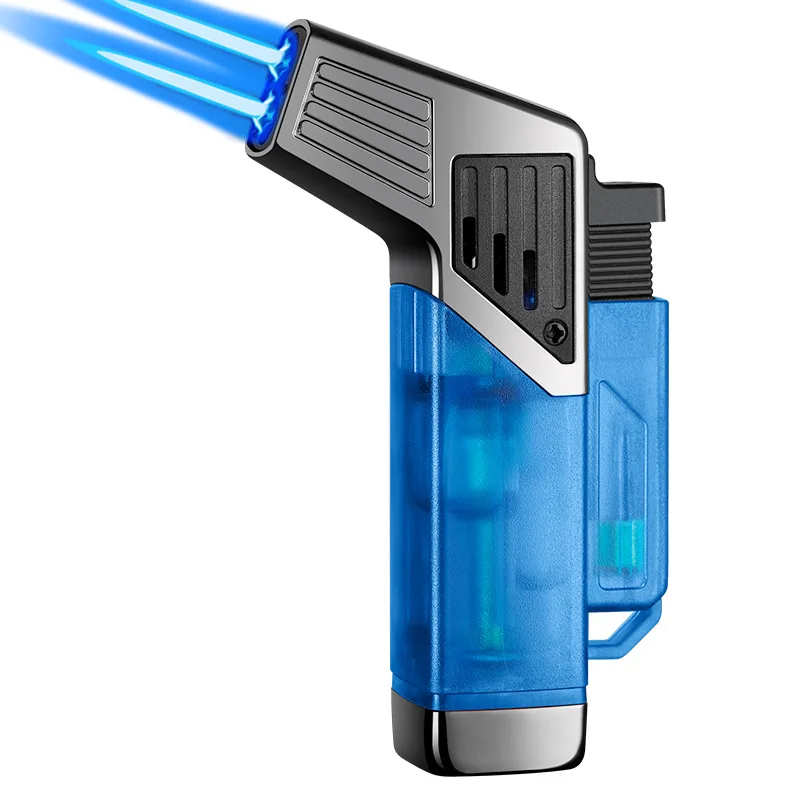 Simple Stylish Outdoor Windproof Butane Gas Lighter Portable Powerful Dual Flame Straight Forward Multifunctional Cigar Lighter