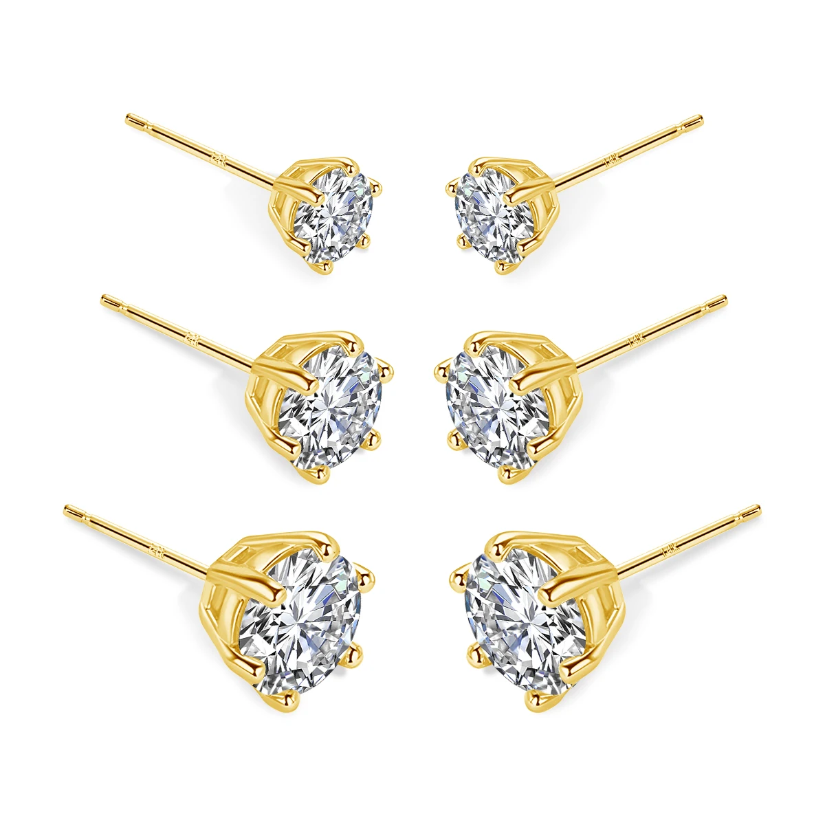

Hypoallergenic Real 14K Gold Earrings GRA Moissanite Ear Stud for Women Men Lover 0.5ct 1ct 2ct Round Earing Wedding Jewelry