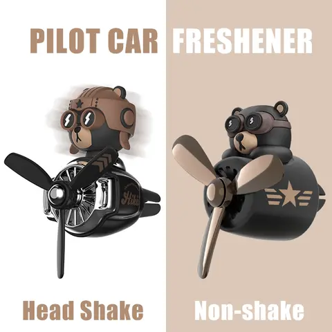 Rotating airplane pilot bear car air fresheners accessories interior decorations fan vent clips perfume fragrance diffuser aroma