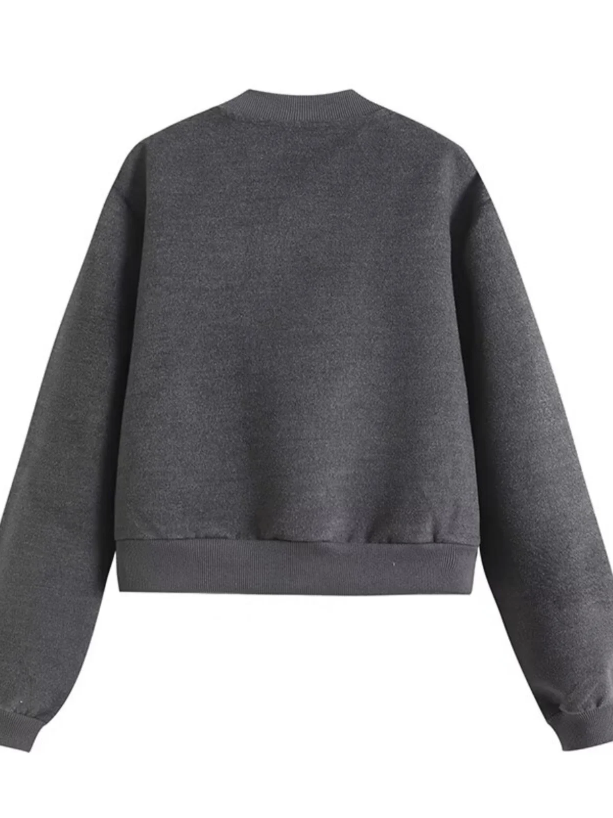 Gray Cardigan Style Women's Casual Outerwear Spring 2024 Long Sleeve Loose Fit Street Style Pure Color Button up Coat