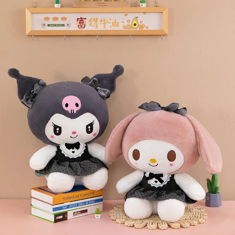 Juguete de peluche Kawaii Sanrio Kuromi, bonito muñeco de peluche, vestido negro, regalo de cumpleaños para niños y niñas, juguete de animales relleno suave