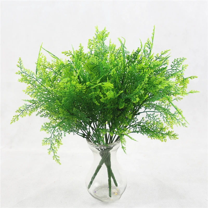 7 Branches Artificial Plants Water Grass Plastic Faux Persian Grass Fern Flower Wall Accessories Garden Bushes Home Vase Decor