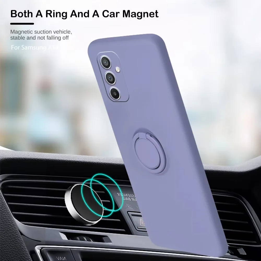 For Samsung S26Ultra S23 S24 S25 Plus FE A16 A17 A26 A36 A56 Solid Color Car Magnetic Ring Rotating Bracket Phone Protective Cse view 4