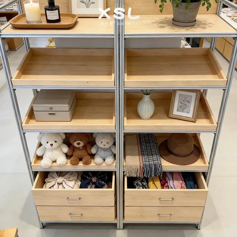 Aluminum Profile Multi Layer Shelf Modern Simple Floor Storage Display Rack Ocean Plate Storage Rack Multifunctional Shelf