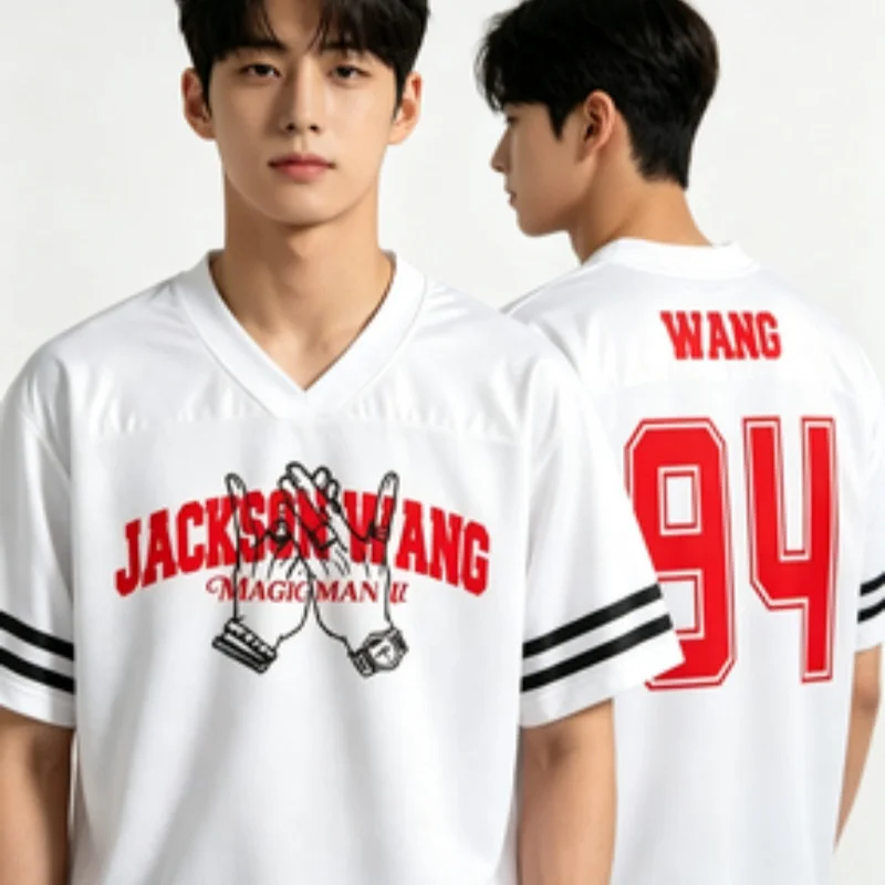 Jackson Wang Magicman 2 World Tour 2026 Football Jersey Kpop Graphics Jersey Fan Skin Friendly Breathable Parent-child T-shirt