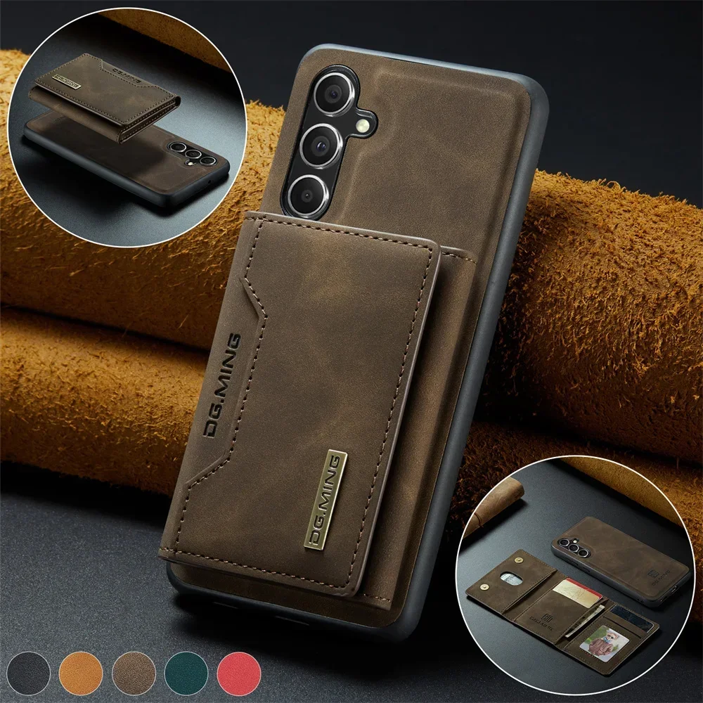 

2 In 1 Case For Samsung Galaxy S24 S23 S22 S25 Ultra FE A55 A35 A54 A56 A36 5G Wallet Magnetic Leather Card Holder Pocket Cover