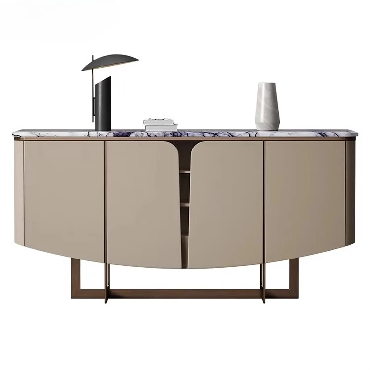 

Современная роскошная столовая, деревянный каркас, мраморный сервант, шкаф для отеля, вилла, гостиная, кожаный шкаф цвета хаки, мебель