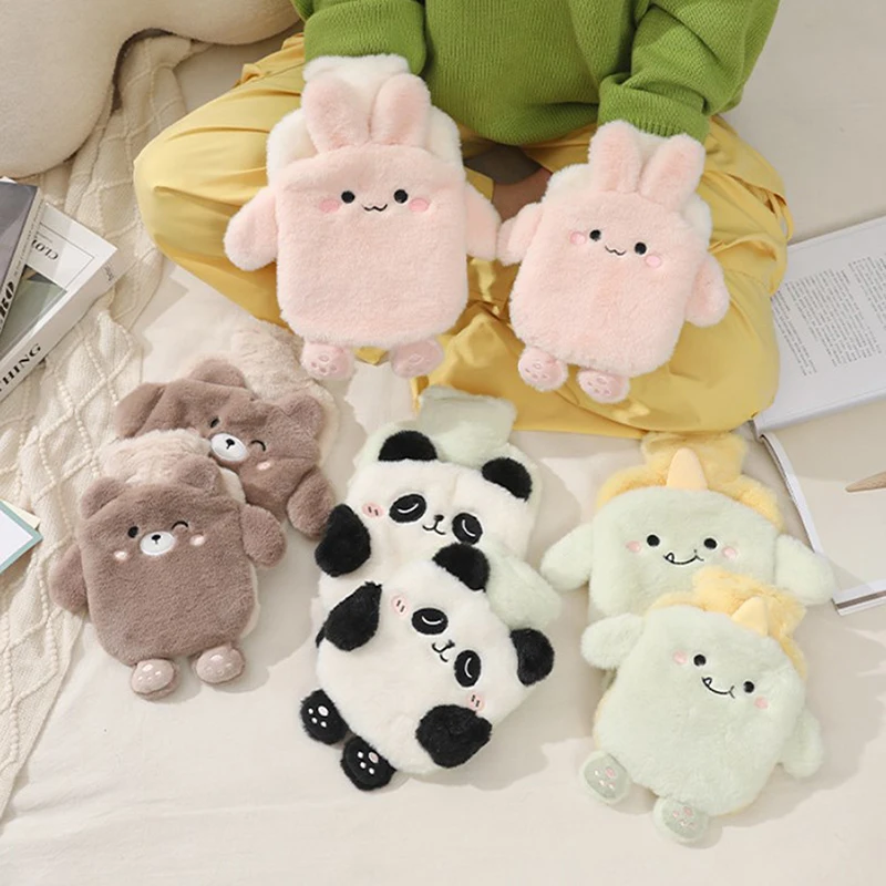 Kawaii Insulation Hot Water Bottle Bag Plush Rubber Hand and Foot Belly Warmer Explosion-proof Hot Water Bag for Women Period