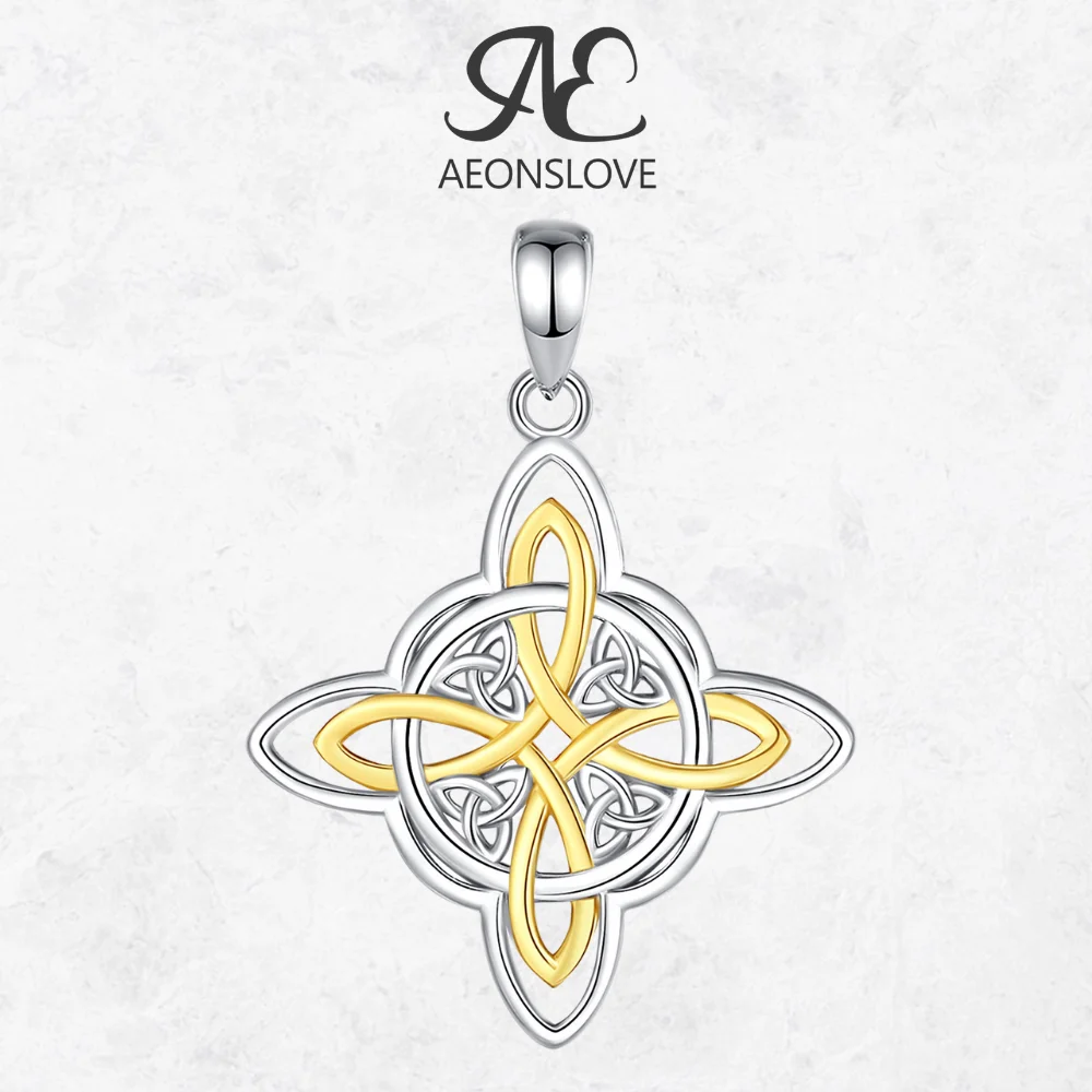 

AEONSLOVE ожерелье из стерлингового серебра 925 пробы с узлом ведьмы, кулон с кельтским узлом Triquetra, духовный амулет, Wicca, языческие украшения для женщин