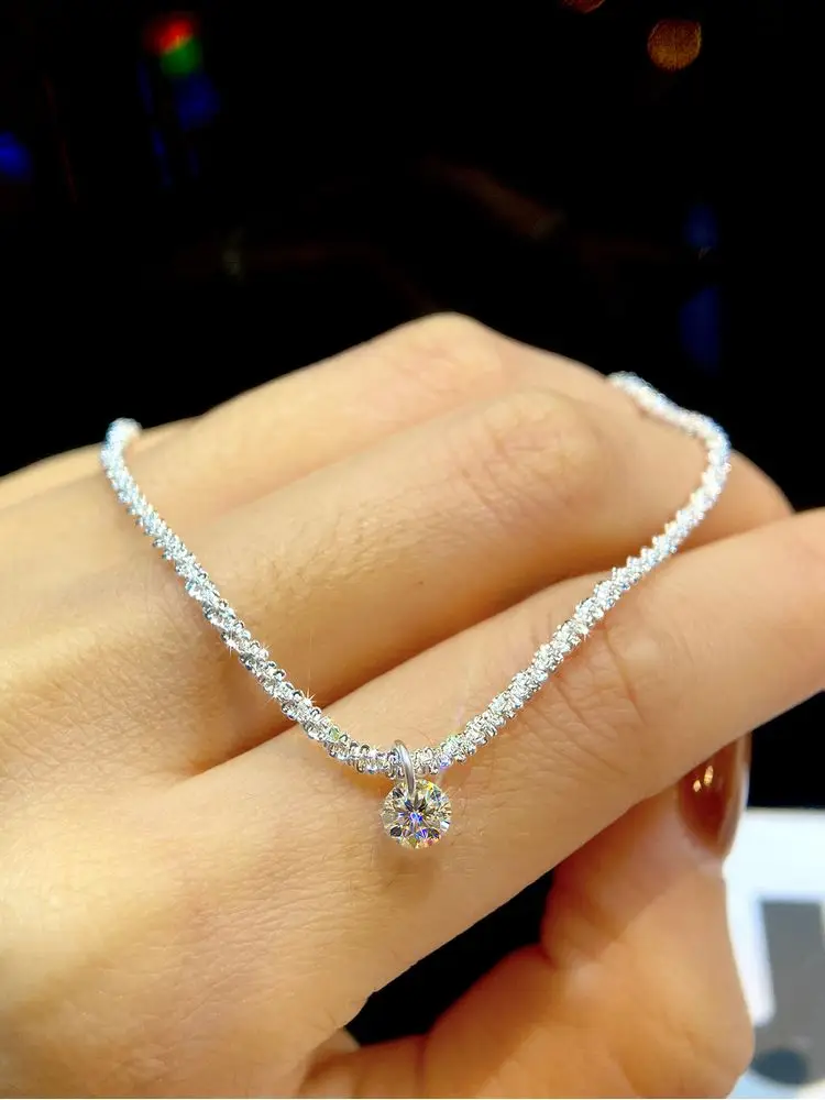 Elegantes Mode-Armband mit 0,5 Karat Brillant-Rund-Moissanit-Diamanten für Damen, Verlobung, Hochzeit, Luxus-Schmuck – Detail 1