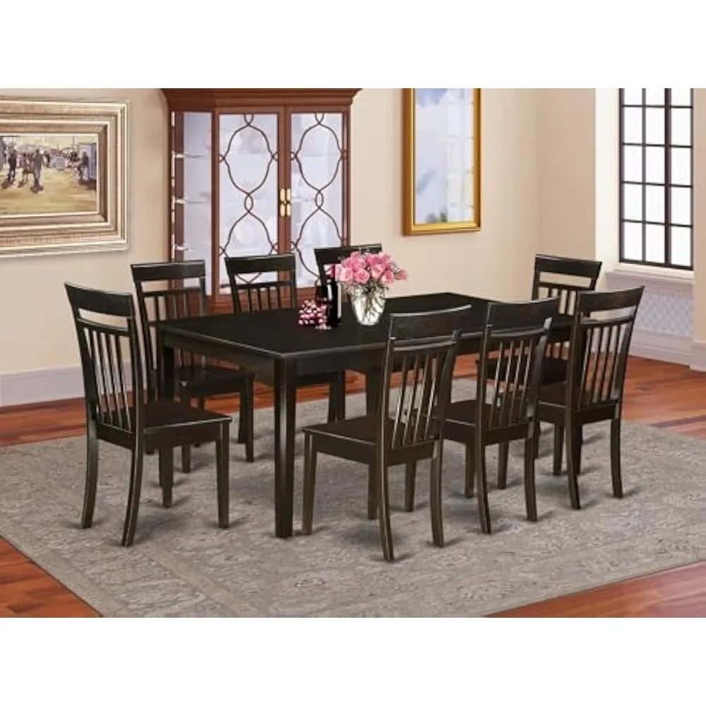 

9 Piece Kitchen Table Set Includes a Rectangle Dining Table with Pedestal and 8 Dining Room Chairs