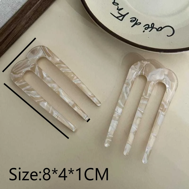 Französische Haarnadeln für Frauen, U-förmige Haargabeln, Vintage-Frisur-Accessoires, modische 3-Zinken-Haarstäbchen – Detail 6