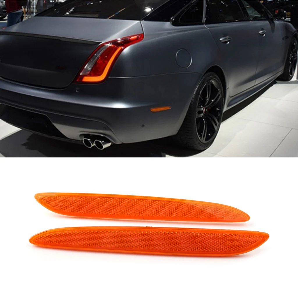 2Pcs Car Rear Bumper Trim Side Reflector Reflective Strips For Jaguar XJ 2010 2011 2012 2013 2014 2015 2016 2017 ABS Plastic