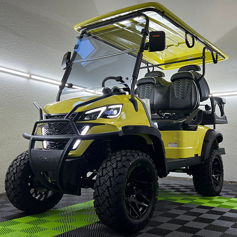 2025 أحدث 48 فولت بطارية ليثيوم سيارة جولف الكبار الألواح الشمسية بالطاقة 2 + 2 4 مقاعد على الطرق الوعرة عربة جولف كهربائية #4