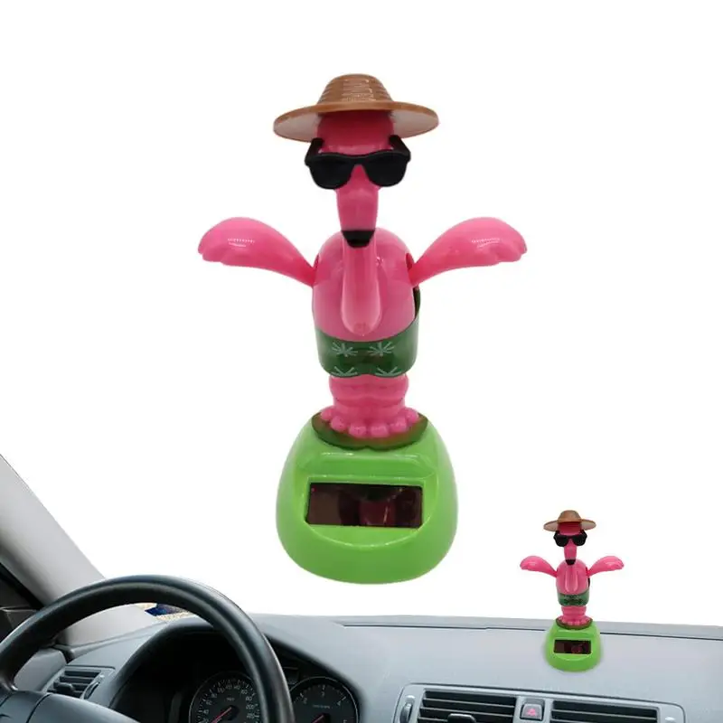 Car Accessories Solar Energy Accessories Bobblehead Doll Funny Flamingo Shape Accessories Gift Creative Interior Automotive