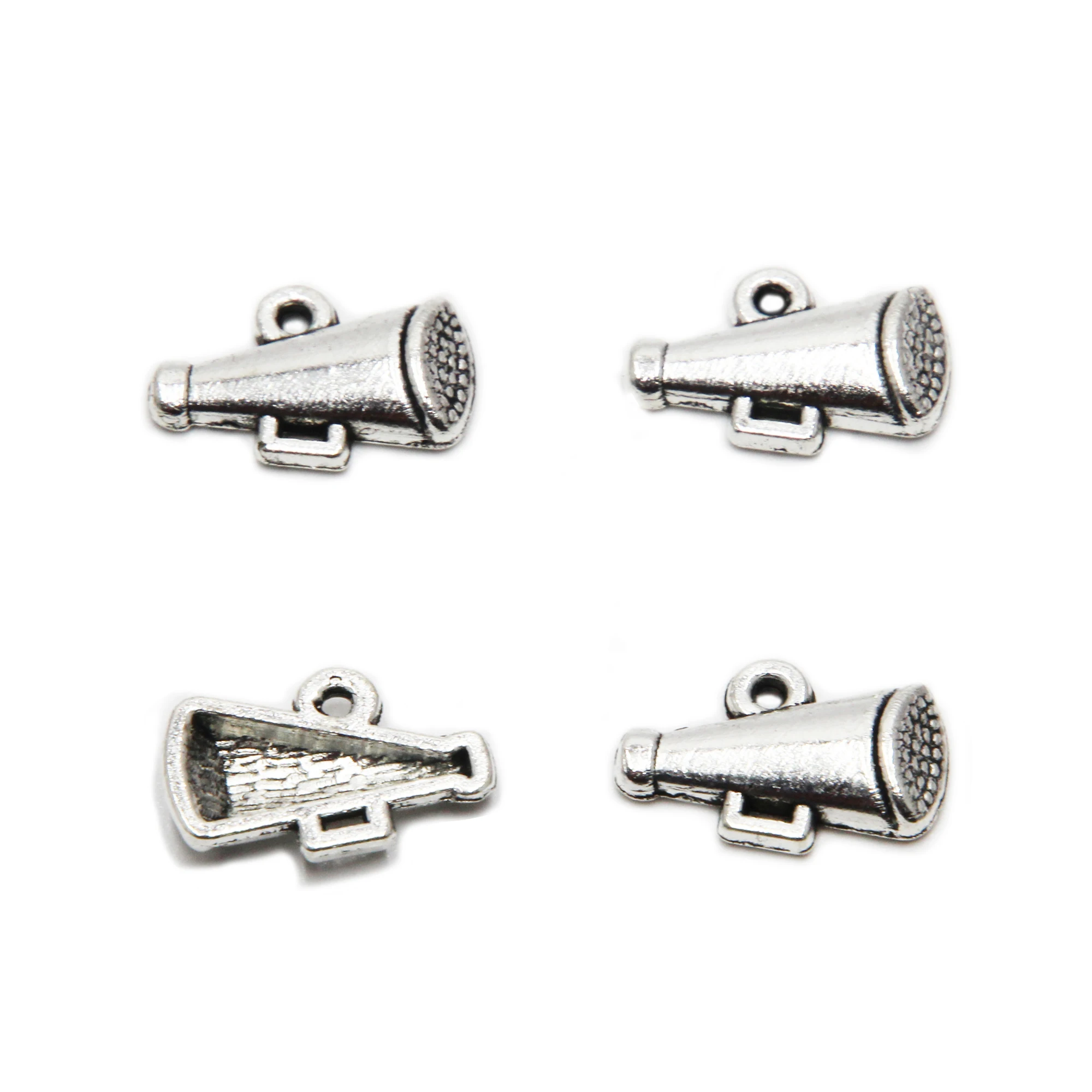 30pcs Cheerleader Megaphone Pendant Antique Tibetan Silver Tone Zinc Alloy 16*10mm