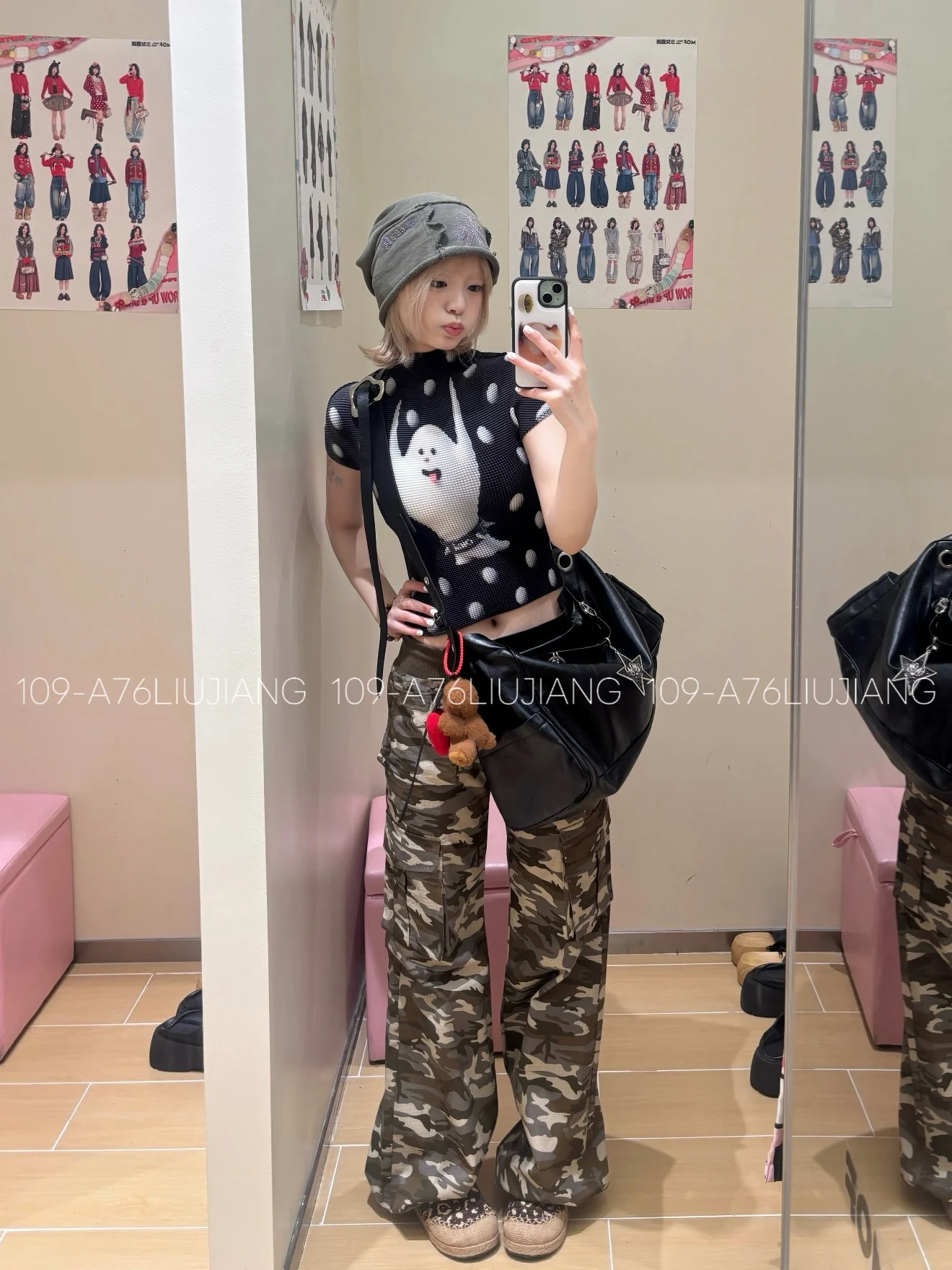 YUDX Women Polka Dot Ghost Print Crop Top Short Sleeve Textured Slim Fit Casual Daily Wear Street Style Hot Selling New Arrival