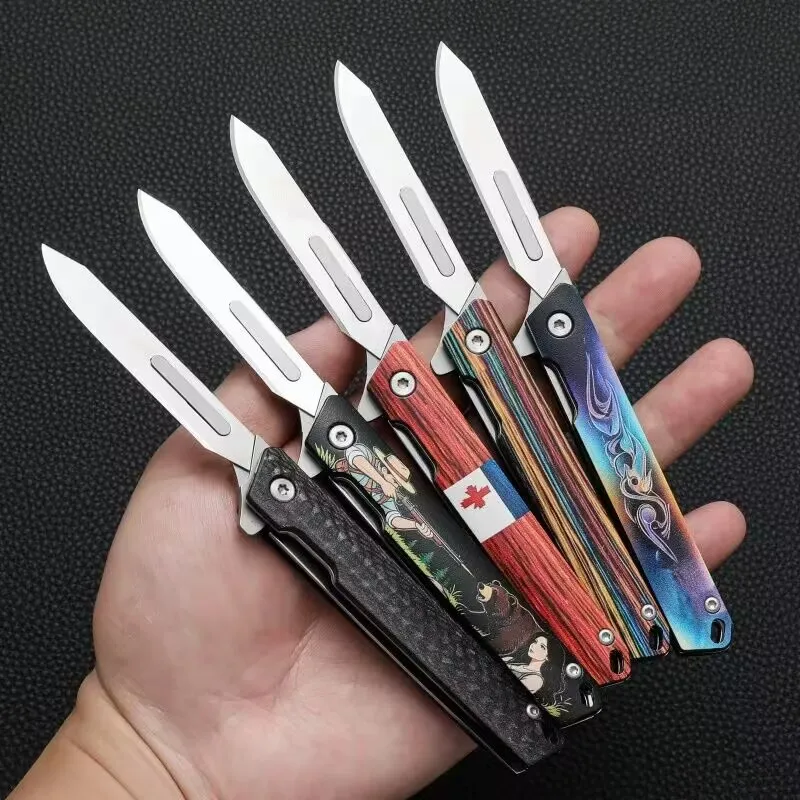 Portable Folding Knife, Sharp Pen Clip Utility Cutter for Camping, Box Opening, Compatible with No.60 Blades, Perfect Gift Knife