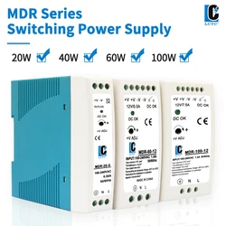 AC100-240V Input Industrial Din Rail Power Supply Switch MDR-60W 10W 20W 40W 100W Single Output Switching 5V 12V 15V 24V 48V