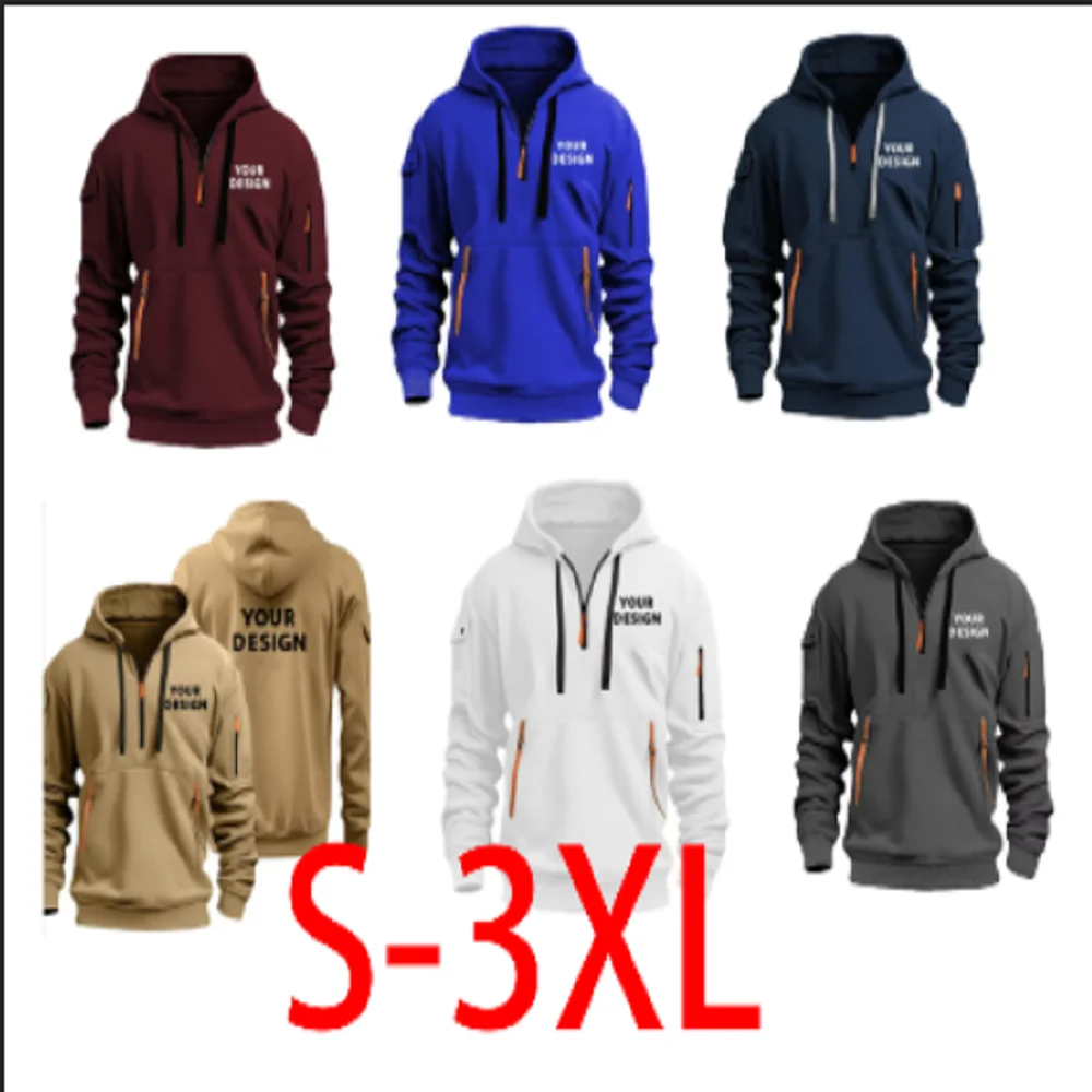 Men's and Women's Custom DIY Printed Hoodies Loose Casual Sportswear Zipper Long-sleeved Hoodies
