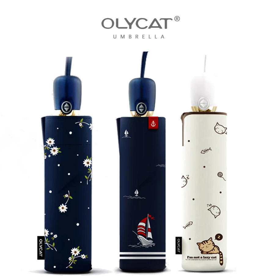 OLYCAT Automatic Umbrella Rain Women Brand Cartoon Print Sunscreen Folding Umbrellas Windproof Anti UV Parasol 5 Styles Paraguas