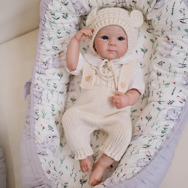 18inch Silicone Reborn Baby Doll Bettie Full Body Vinyl Newborn Baby with Painted Hair Already Painted Dolls with Visible Veins