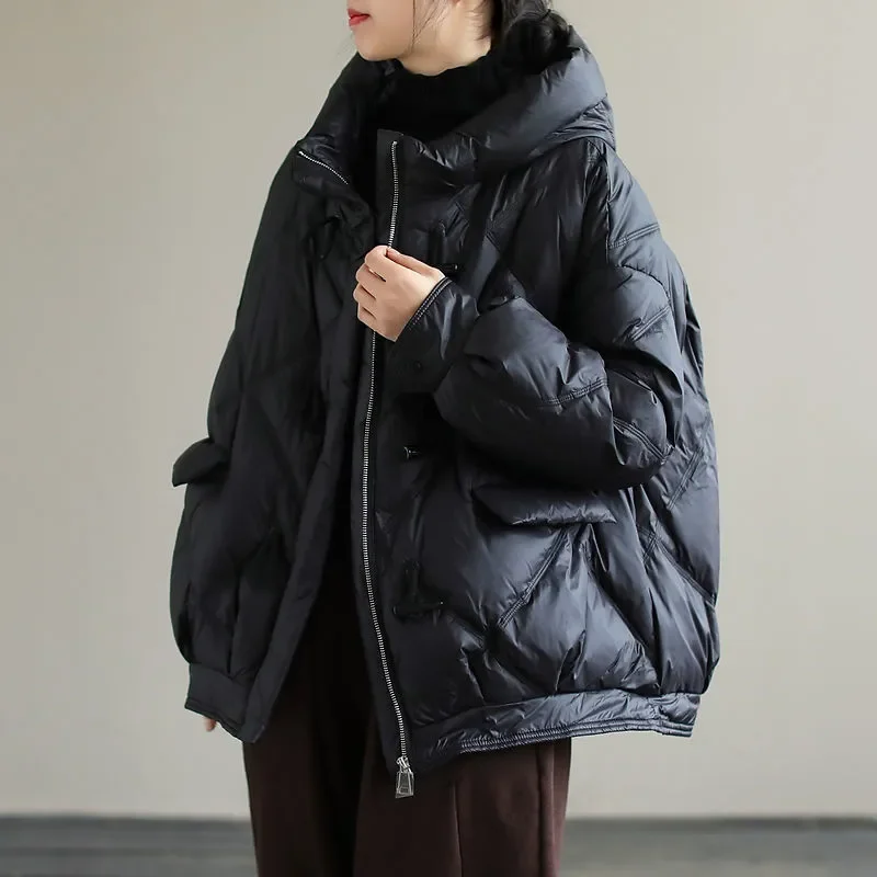 Imagem -04 - Cabolsa de Parka Curto Solto com Capuz Feminino Estilo Coreano Gola Alta Jaqueta de Inverno Quente Moda Novo 2023